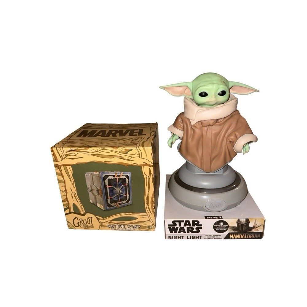 Star Wars Grogu Night Light + Marvel Groot Bluetooth Speaker